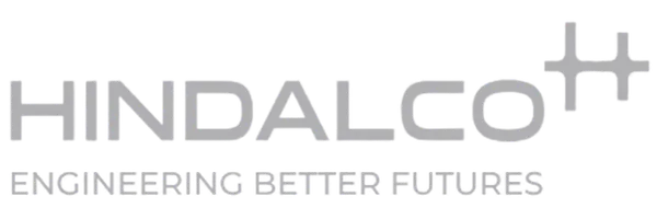 Hindalco logo with blue text, a blue and green connected cross symbol, and the slogan Engineering Better Futures.