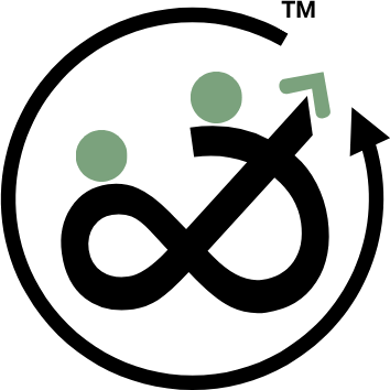 Krishiyukta logo featuring an infinity loop icon enclosed within a circular arrow frame, with green dots and an upward arrow symbol.